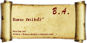 Banu Anikó névjegykártya